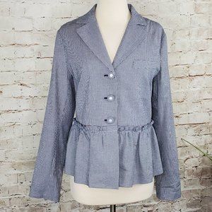 LOVE MOSCHINO Blue Gingham Peplum Blazer 8 NWOT